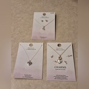 NEW Lot Of 3 Believe By Brilliance Heart Necklaces And Charms